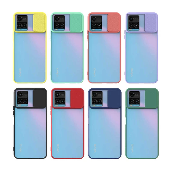 Vivo Y32 - Kılıf Slayt Sürgülü Arkası Buzlu Lensi Kapak - 2