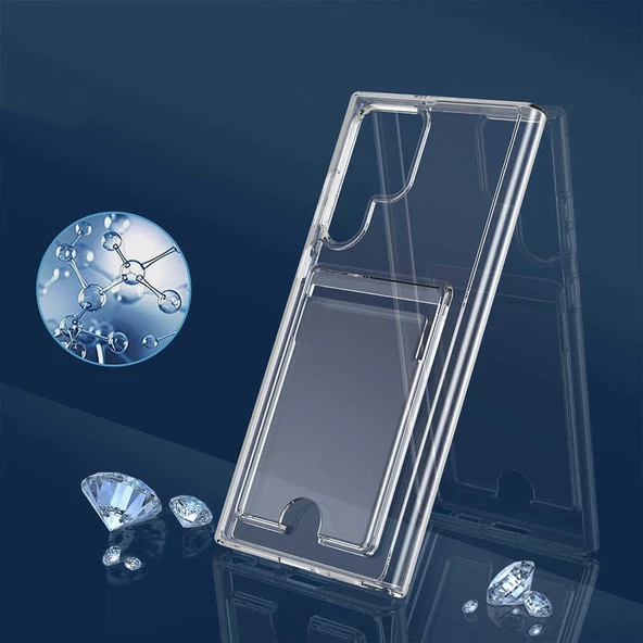 Samsung Galaxy S21 Ultra - Kılıf Kartvizit Bölmeli Şeffaf Sert Ensa Kapak - Resim 8