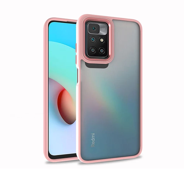 Xiaomi Redmi 10 - Kılıf Arkası Şeffaf Kamera Çevresi Parlak Zıt Renkli Flora Kapak