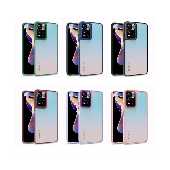 Xiaomi Poco M4 Pro 5G - Kılıf Arkası Şeffaf Kamera Çevresi Parlak Zıt Renkli Flora Kapak - Resim 3