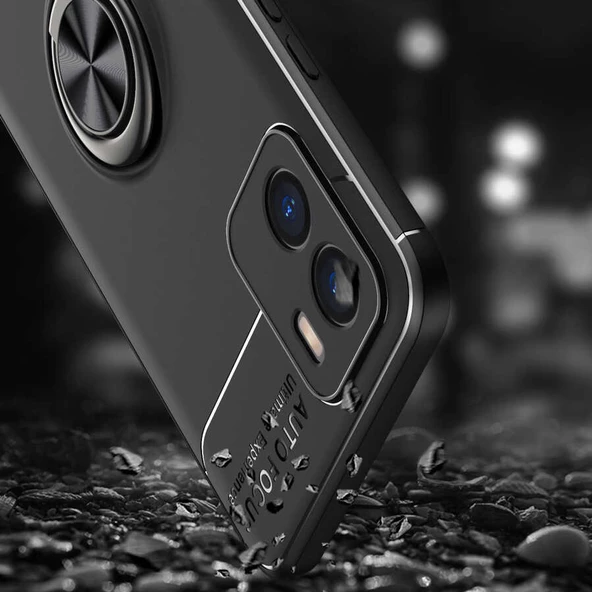 Vivo Y15S - Kılıf Yüzüklü Karbon Ravel Silikon Kapak - Resim 8