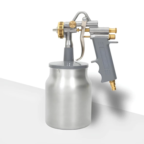 Alttan Depolu Metal Havalı Boya Tabancası 1.4 mm 1000 cc Demir Ahşap Pilastik Yüzey Boyama Tabanca - 3