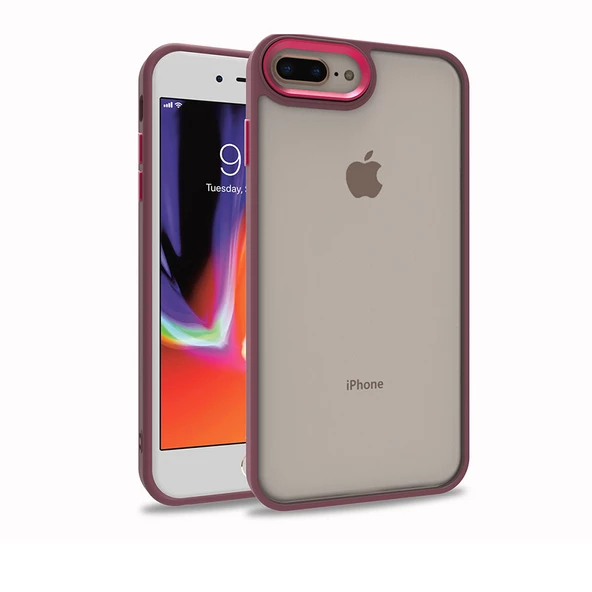 Apple iPhone 8 Plus - Kılıf Arkası Şeffaf Kamera Çevresi Parlak Zıt Renkli Flora Kapak - 1