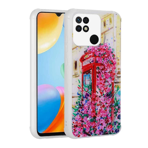 Xiaomi Redmi 10C - Kılıf Simli Desenli Kamera Korumalı Parlak Popy Kapak