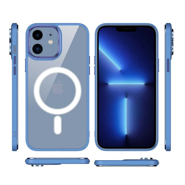 Apple iPhone 12 - Kılıf Wireless Şarj Özellikli Krom Magsafe Silikon Kapak - Resim 2