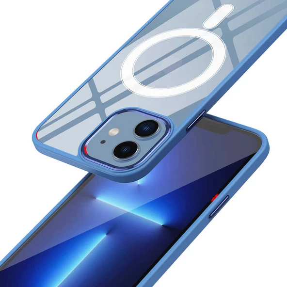 Apple iPhone 12 - Kılıf Wireless Şarj Özellikli Krom Magsafe Silikon Kapak - Resim 3