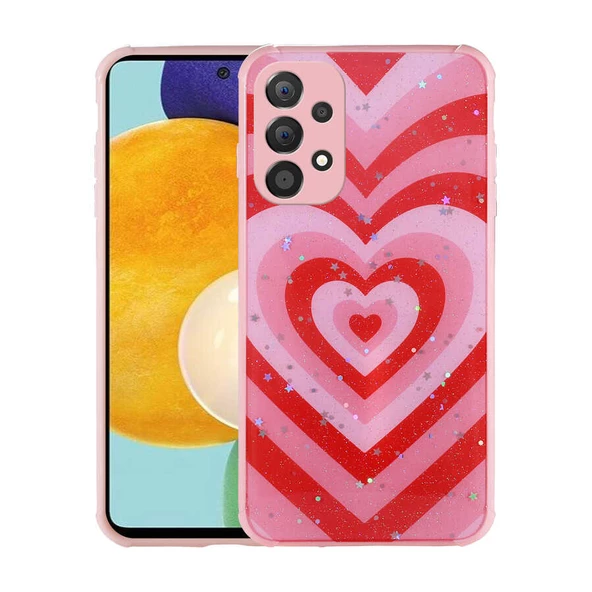Samsung Galaxy A33 5G - Kılıf Simli Desenli Kamera Korumalı Parlak Popy Kapak
