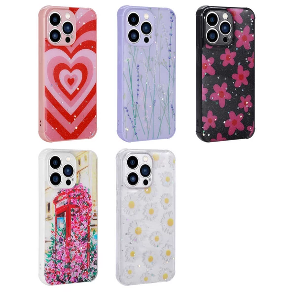 Apple iPhone 11 Pro - Kılıf Simli Desenli Kamera Korumalı Parlak Popy Kapak - 2
