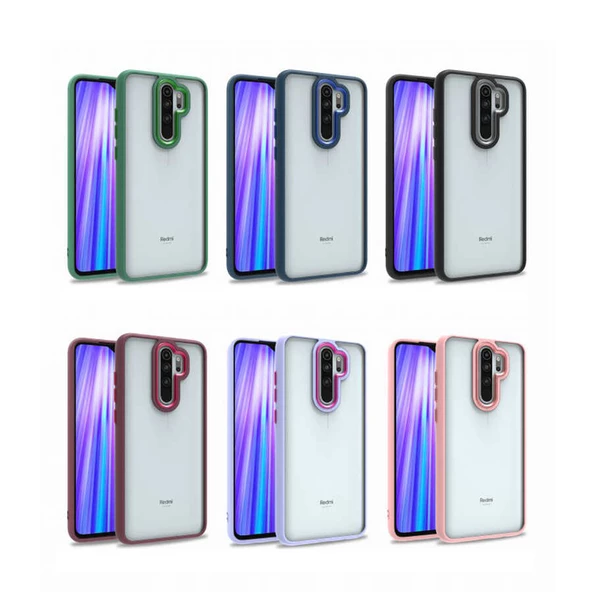Xiaomi Redmi Note 8 Pro - Kılıf Arkası Şeffaf Kamera Çevresi Parlak Zıt Renkli Flora Kapak - 3