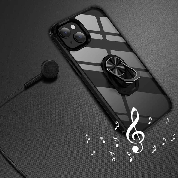 Apple iPhone 14 Plus - Kılıf Yüzüklü Arkası Şeffaf Koruyucu Mola Kapak - 6