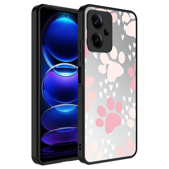 Xiaomi Redmi Note 12 5G - Kılıf Aynalı Desenli Kamera Korumalı Parlak Mirror Kapak