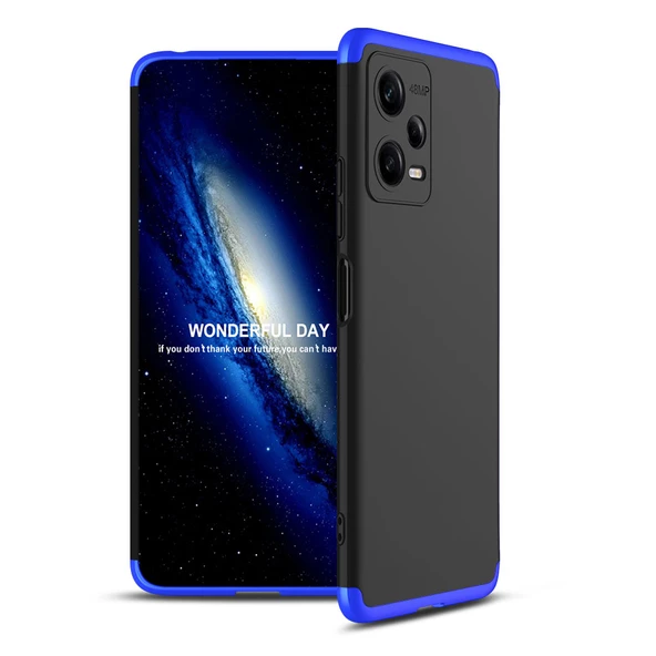 Xiaomi Redmi Note 12 5G - Kılıf Parmak izi Yapmayan 3 Parça Ays Kapak