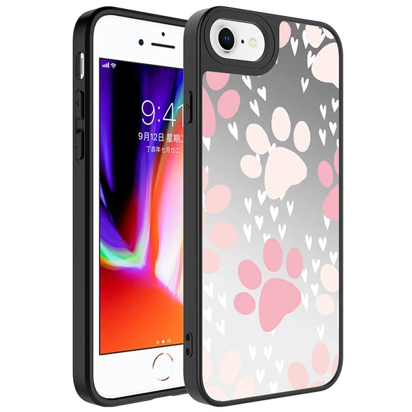 Apple iPhone 8 Plus - Kılıf Aynalı Desenli Kamera Korumalı Parlak Mirror Kapak