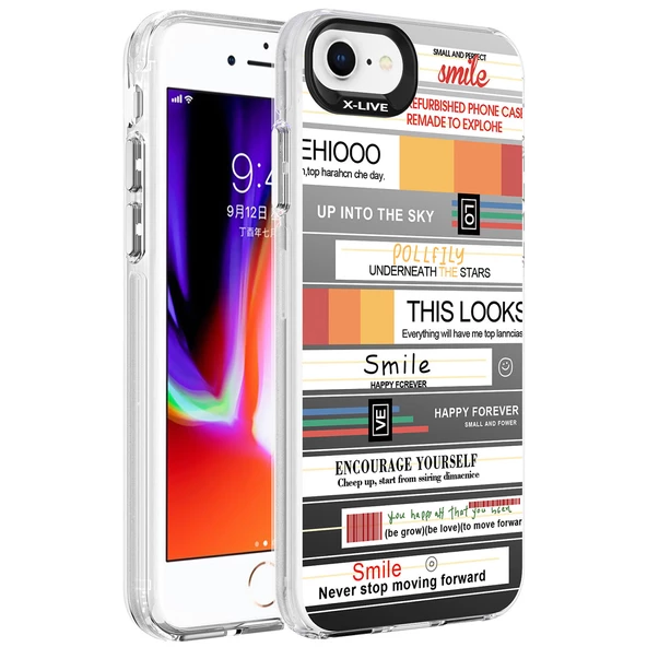 Apple iPhone 8 - Kılıf Desenli Silver Sert Kapak