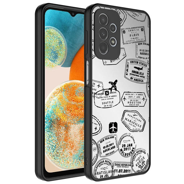 Samsung Galaxy A23 - Kılıf Aynalı Desenli Kamera Korumalı Parlak Mirror Kapak