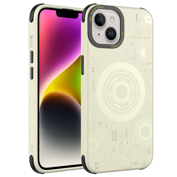 Apple iPhone 14 Plus - Kılıf Wireless Şarj Özellikli Desenli Hot Kapak
