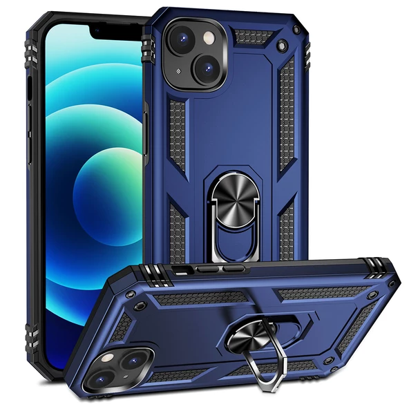 Apple iPhone 15 - Kılıf Yüzüklü Zırh Tank Vega Kapak