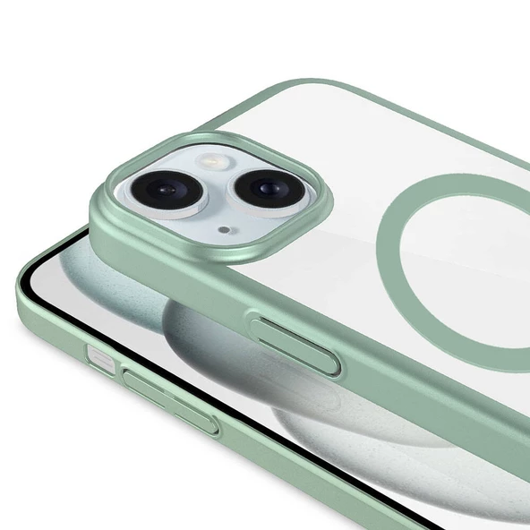 Apple iPhone 15 Plus - Kılıf Wireless Şarj Özellikli Sert PC Mat Riksos Magsafe Kapak - Resim 7