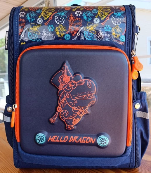 Hello Dragon Okul Çantası Omurga Koruyucu Mavi