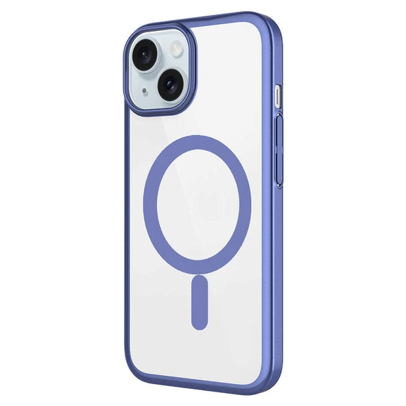 Apple iPhone 15 Plus - Kılıf Wireless Şarj Özellikli Sert PC Mat Riksos Magsafe Kapak - Resim 6