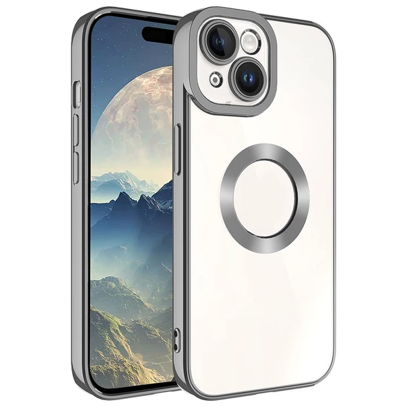 Apple iPhone 15 - Kılıf Kamera Korumalı Logo Gösteren Omega Kapak