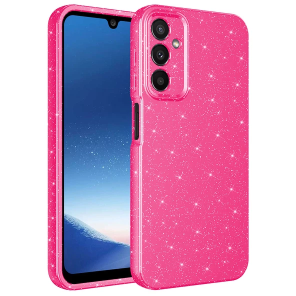 Samsung Galaxy A24 - Kılıf Kamera Korumalı Simli Lüks Koton Kapak
