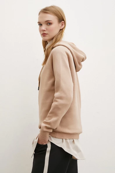 Kapüşonlu Sweatshirt Kahve - 4