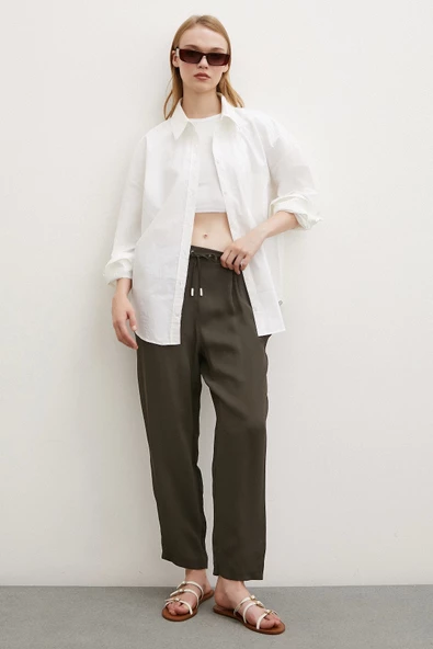 Beli Lastikli Boru Paça Pantolon Haki ürün görseli