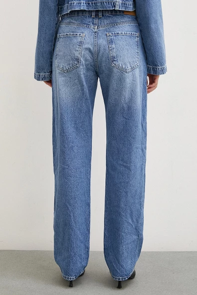 Beş Cepli Yüksel Bel Regular Fit Jean Mavi - 6