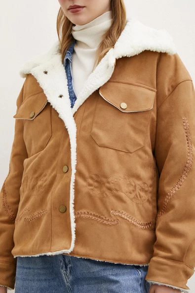 Süet İçi Peluşlu Mont Taba - 6