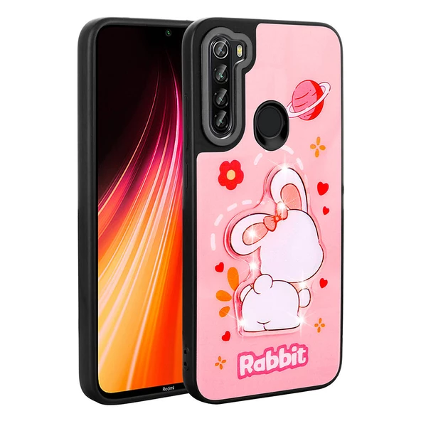 Xiaomi Redmi Note 8 - Kılıf Parlayan Kabartmalı İkonik Figürlü Amas Silikon Kapak