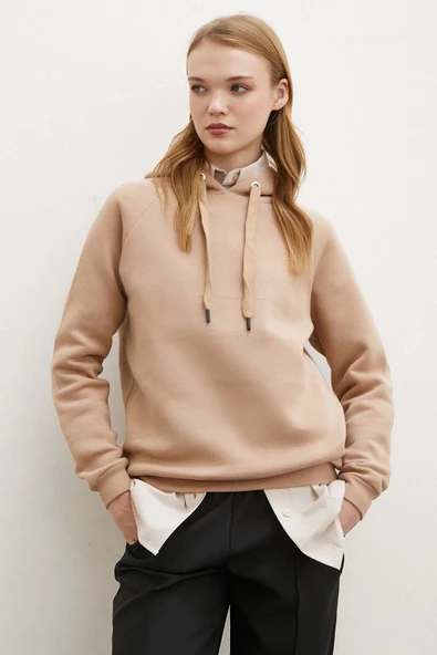 Kapüşonlu Sweatshirt Kahve - 5