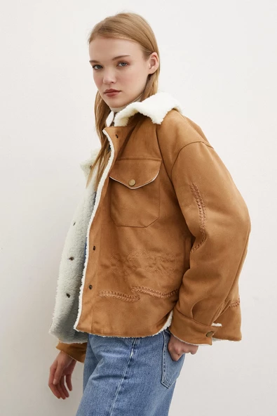 Süet İçi Peluşlu Mont Taba - 4