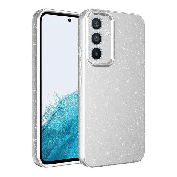 Samsung Galaxy A35 - Kılıf Kamera Korumalı Simli Lüks Koton Kapak
