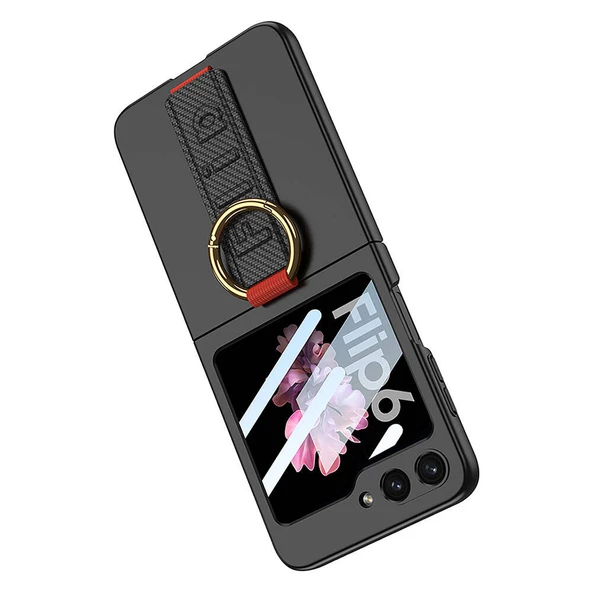 Samsung Galaxy Z Flip 6 - Kılıf Kamera Korumalı Yüzüklü Karbon Tasarımlı Flip Ring Kıpta Kapak - 2
