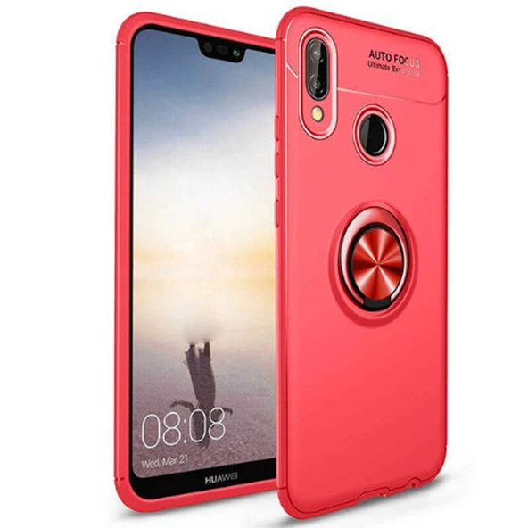 Huawei P Smart 2019 - Kılıf Yüzüklü Karbon Ravel Silikon Kapak