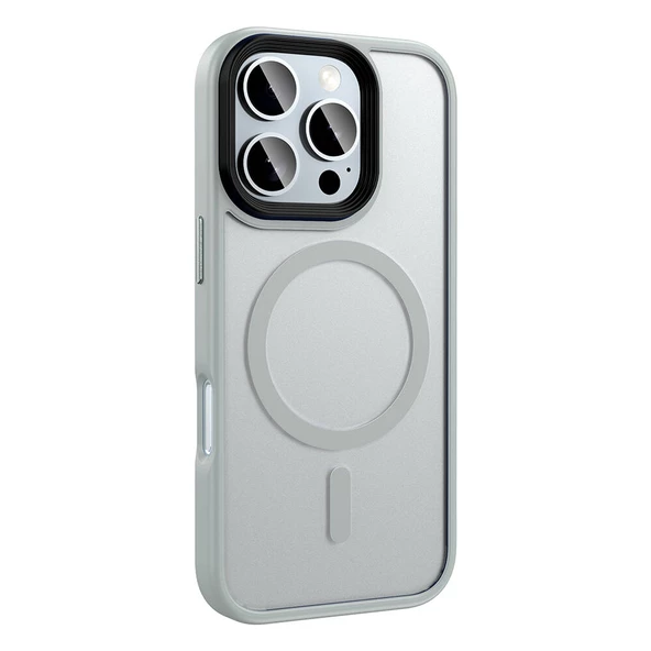 Apple iPhone 16 Pro - Kılıf Mat Arka Yüzey Wireless Şarj Özellikli Flet Magsafe Kapak - Resim 4