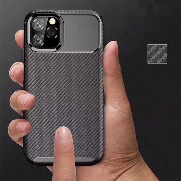 Apple iPhone 11 Pro Max - Kılıf Auto Focus Karbon Negro Silikon Kapak - 4