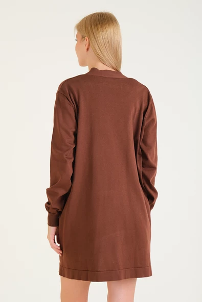 Kadın Oversize Hırka Kahverengi - 6