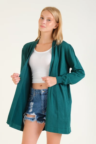 Kadın Oversize Hırka Zümrüt - 4