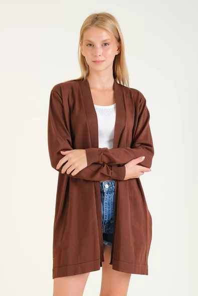 Kadın Oversize Hırka Kahverengi - 2