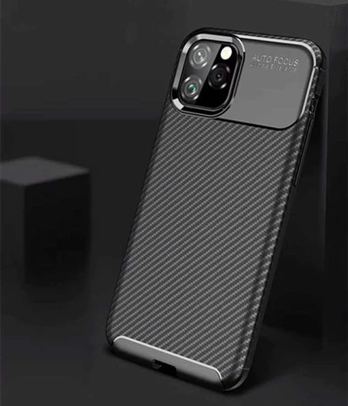 Apple iPhone 11 Pro - Kılıf Auto Focus Karbon Negro Silikon Kapak - Resim 4
