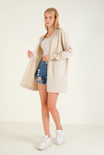 Kadın Oversize Hırka Taş - 5