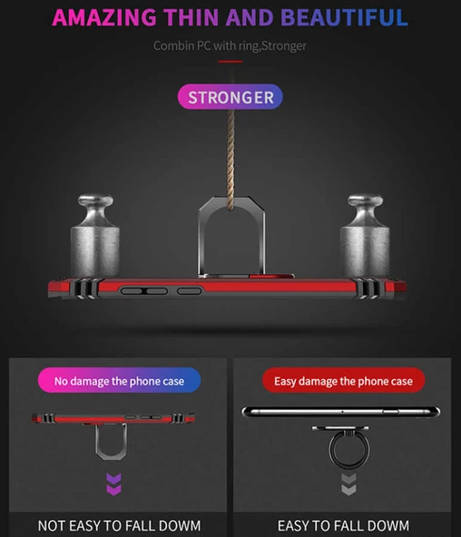 Huawei P30 Pro - Kılıf Yüzüklü Zırh Tank Vega Kapak - Resim 5