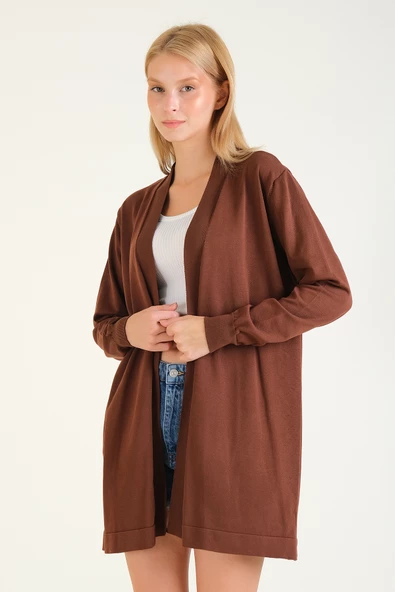 Kadın Oversize Hırka Kahverengi