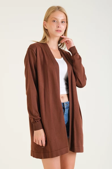 Kadın Oversize Hırka Kahverengi - 3