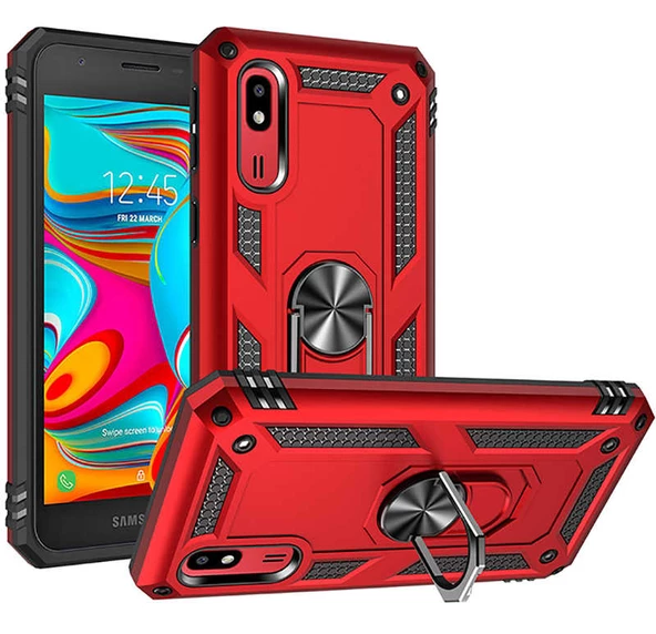 Samsung Galaxy A2 Core - Kılıf Yüzüklü Zırh Tank Vega Kapak