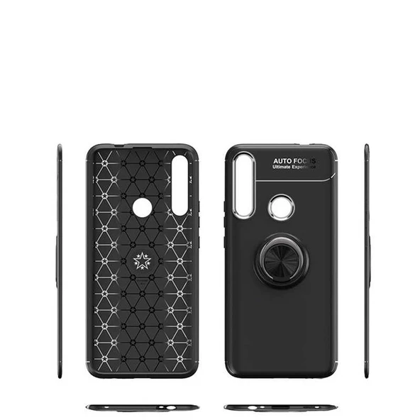 Huawei Y9 Prime 2019 - Kılıf Yüzüklü Karbon Ravel Silikon Kapak - Resim 7