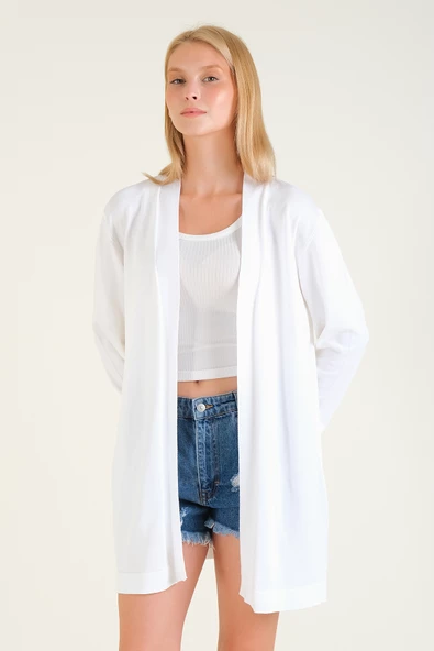 Kadın Oversize Hırka Ekru - 4