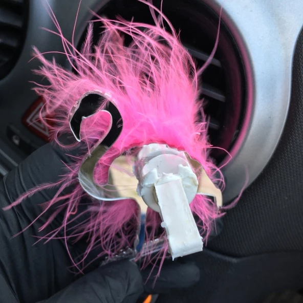 Flamingo Gümüş Pleksi Taşlı Havalandırma Klips Oto Kokusu Pembe - 4